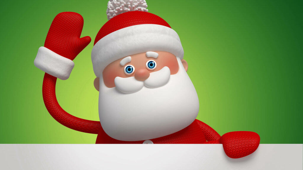 Cheery and Charming Comic Santa Claus Waving Wallpaper