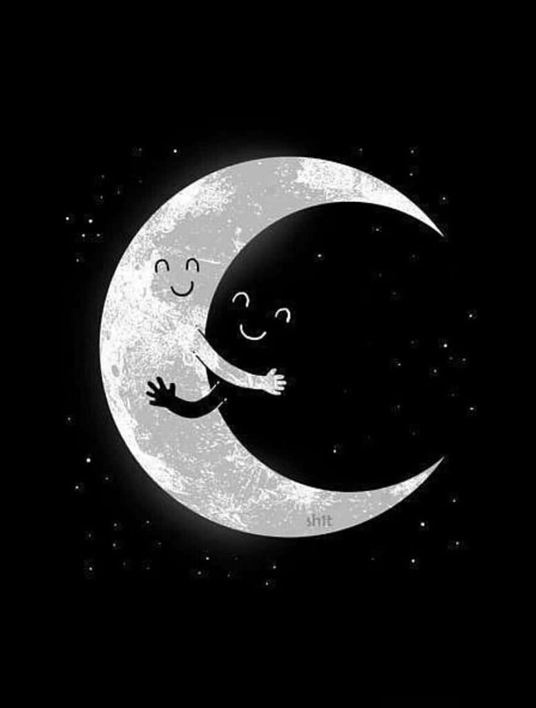 Adorable Crescent Moon & Shadow Wallpaper for a Cozy Vibe