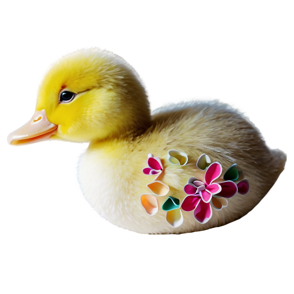 Easter Duckling with Floral Decor Wallpaper - Cute Yellow Design