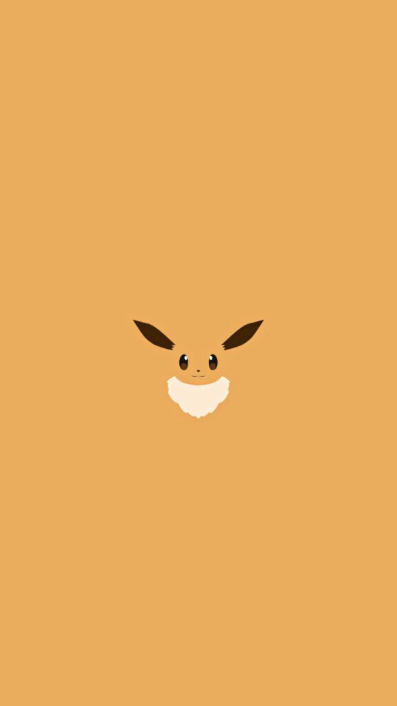 Cute Eevee Face Minimalist Wallpaper on Orange Background