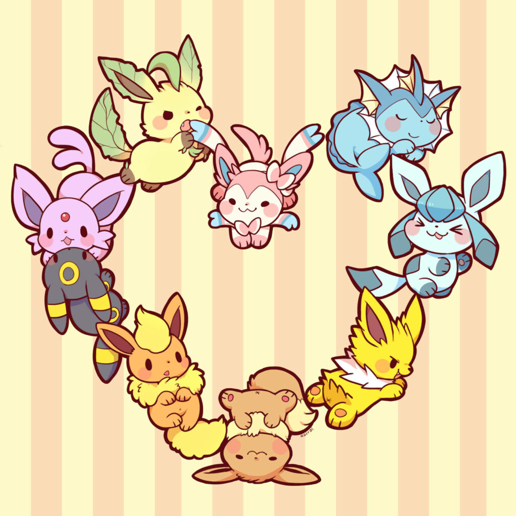 Cute Eevee Heart iPhone Wallpaper with Striped Background