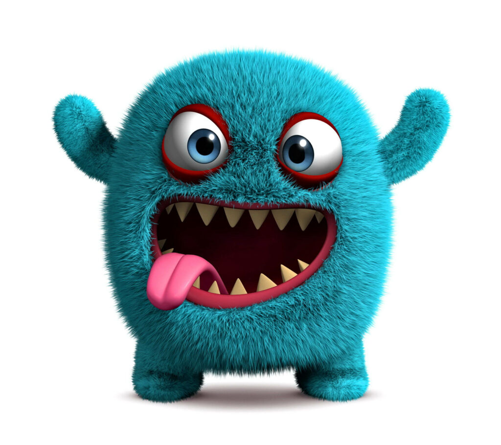Whimsical Blue Monster 3D Wallpaper for Android - Fun and Playful!