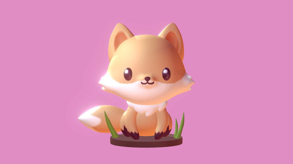 Adorable Fox Wallpaper: Cute Design on Soft Pink Background
