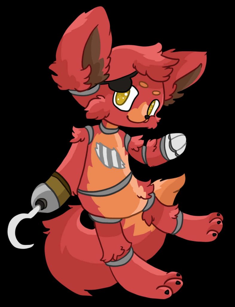 Cute stylized digital illustration of Foxy from Five Nights at Freddy's with hook and eyepatch Wallpaper