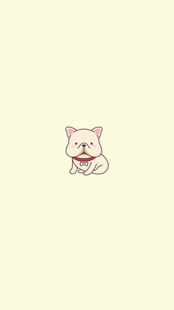 Adorable Cartoon French Bulldog Wallpaper in Soft Yellow Background