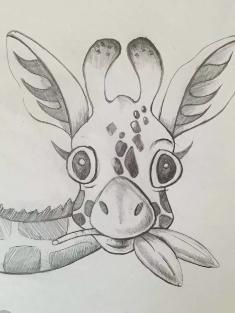 Whimsical Hand-Drawn Giraffe Wallpaper: Charming Monochrome Design