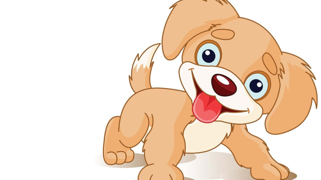 Cheerful Cartoon Dog Wallpaper: Adorable, Happy & Bright Background