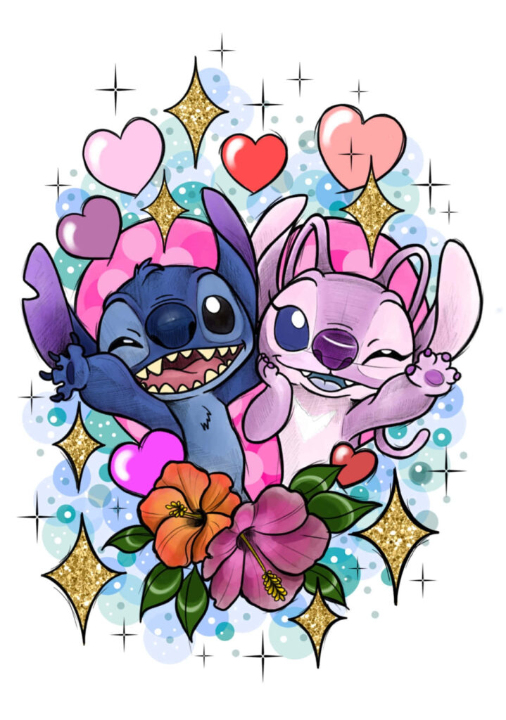Joyful Wallpaper: Adorable Characters, Hearts & Sparkles