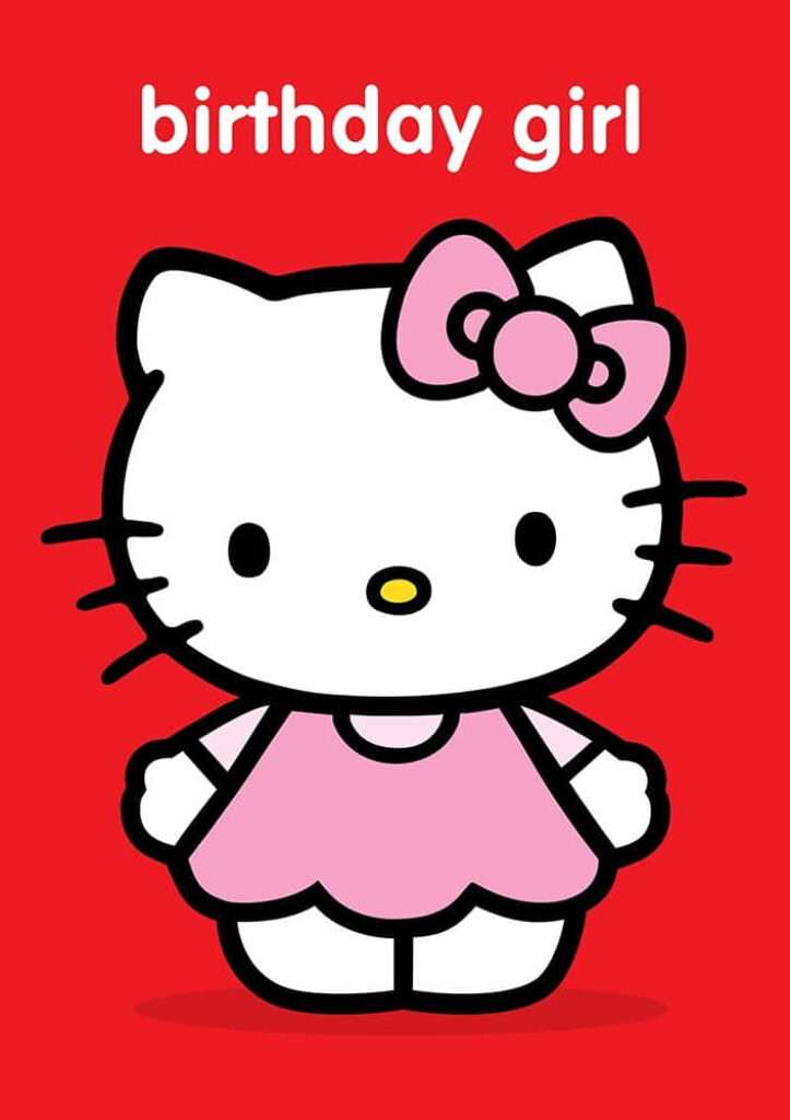 Hello Kitty Birthday Girl Wallpaper in Pink & Red - Festive Decor