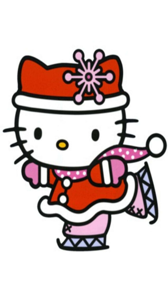 Festive Hello Kitty Christmas Wallpaper: Santa & Snowflakes Delight!