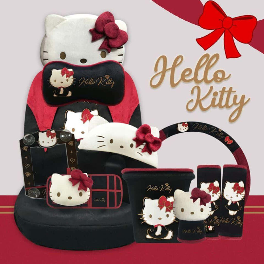 Hello Kitty Party Wallpaper: Adorable Plush & Accessories Design