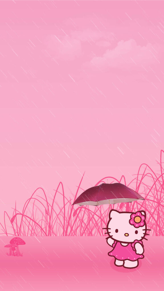 Hello Kitty Rainy Day Wallpaper: Soft Pink & Cute Design