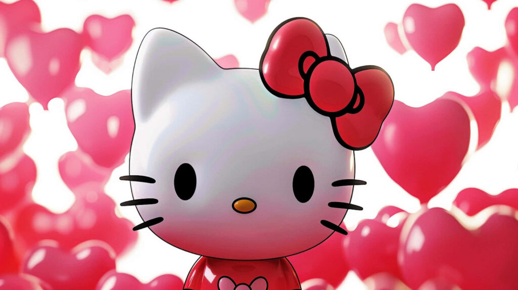 Charming Hello Kitty Wallpaper: Adorable Valentine’s Hearts Background