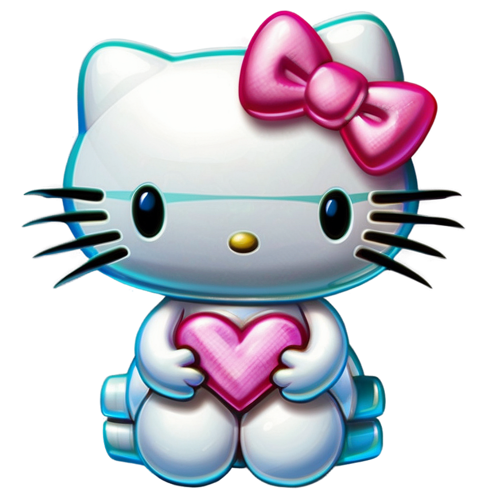 Adorable Hello Kitty Wallpaper: Cute Character with Pink Heart Design