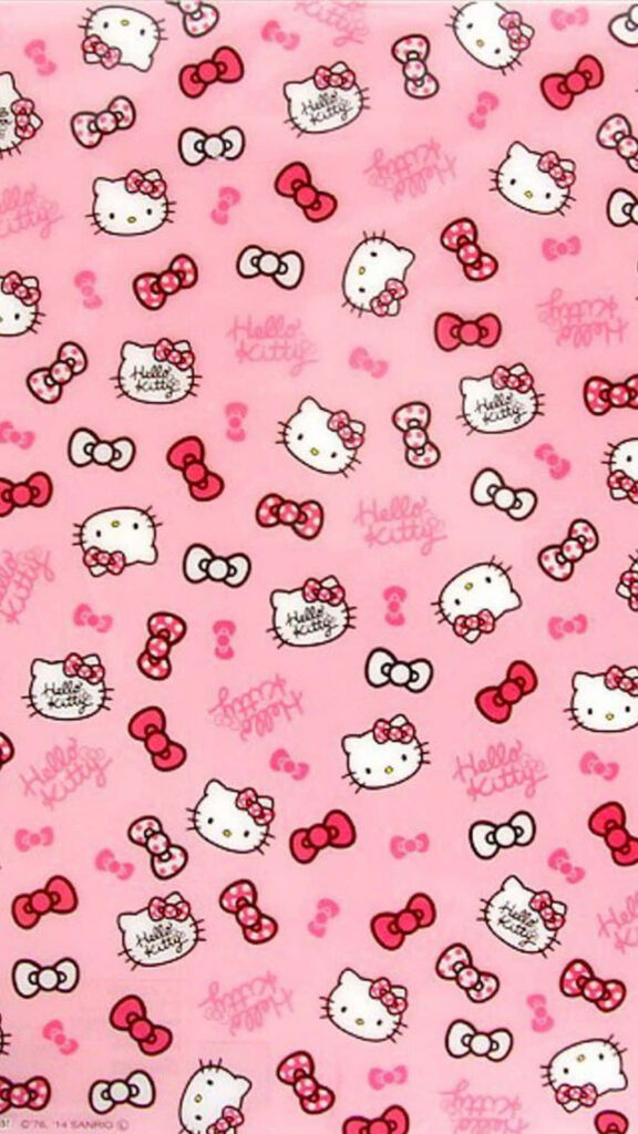 Cute Hello Kitty Wallpaper: Kawaii Design on Pink Background