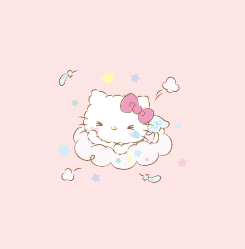 Dreamy Hello Kitty Wallpaper: Cute Cloud, Stars & Pink Background