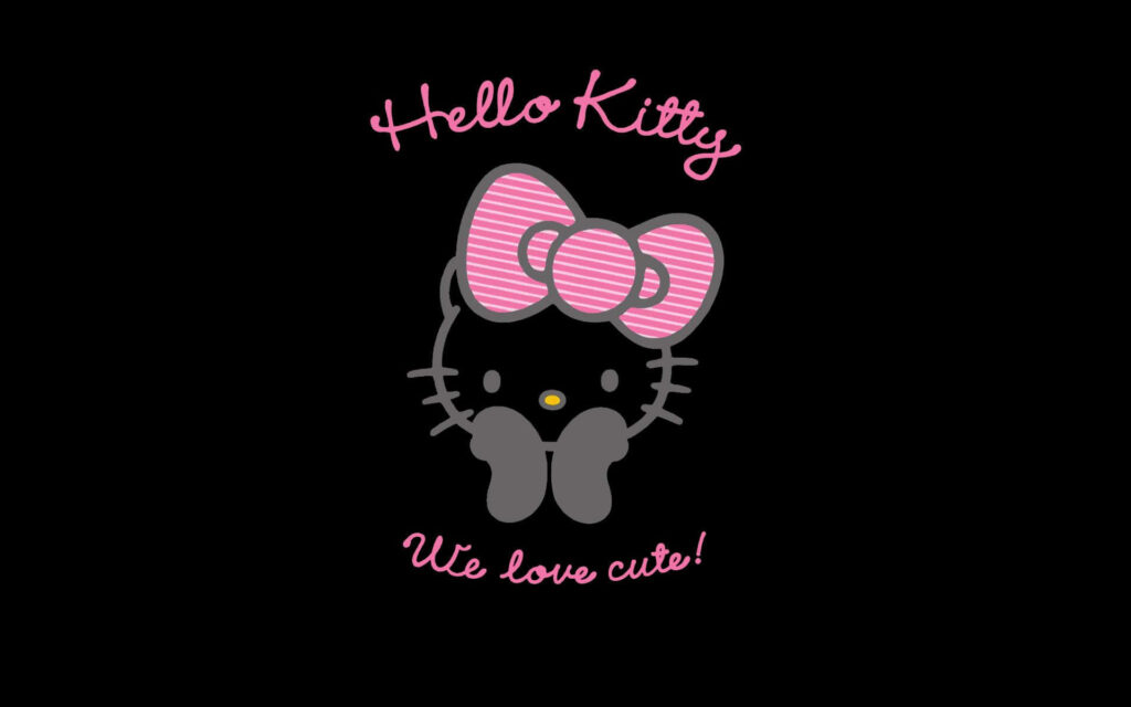 Adorable Hello Kitty Wallpaper on Black Background - Cute Design
