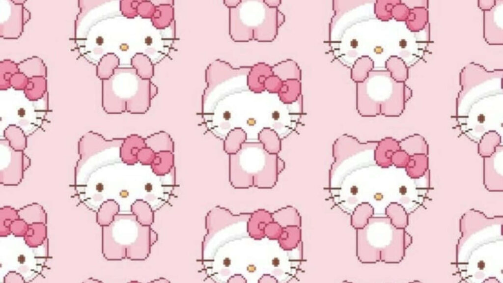 Charming Hello Kitty Wallpaper: Adorable Pink Pattern for Your Setup