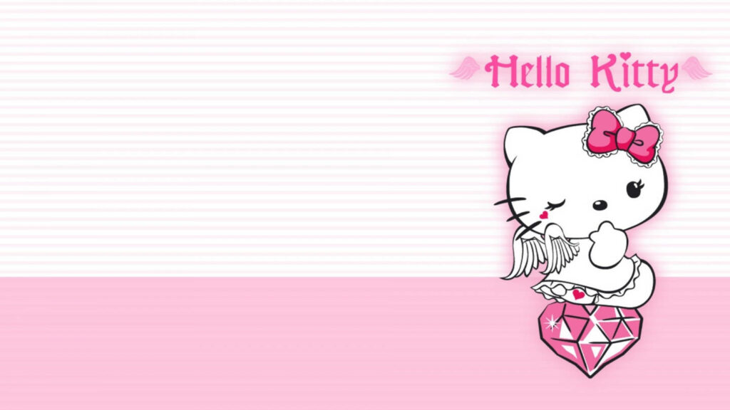 Adorable Hello Kitty Wallpaper: Angel Wings & Sparkling Diamonds