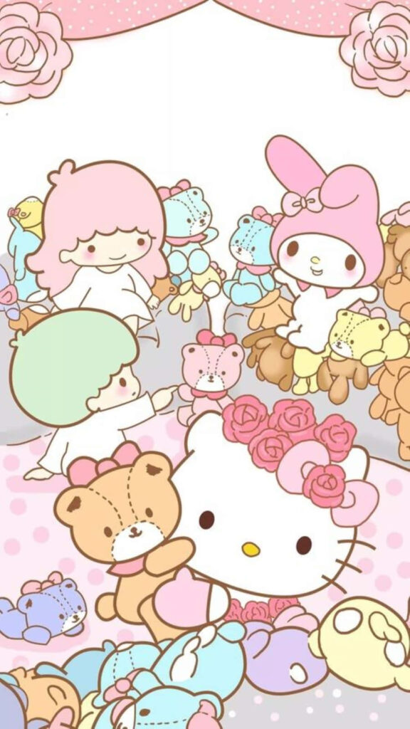 Charming Hello Kitty Pastel Wallpaper with Adorable Friends