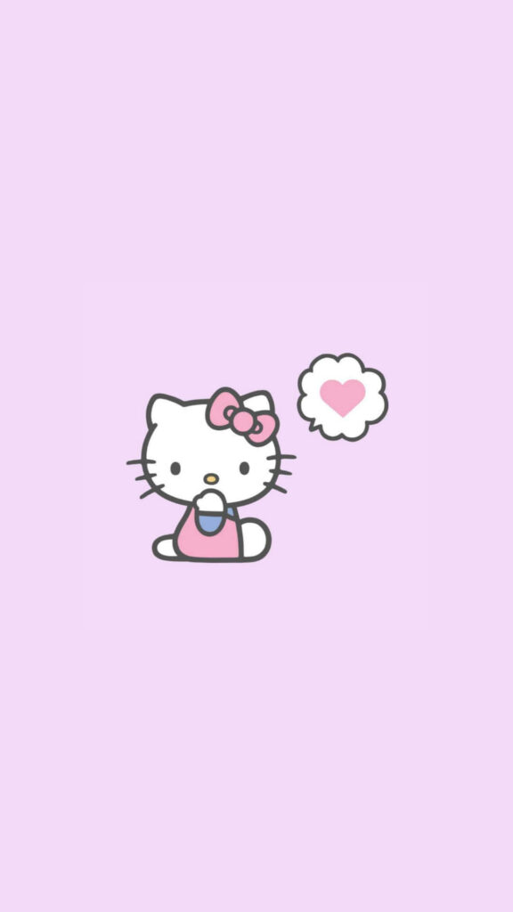 Adorable Hello Kitty Wallpaper with Pink Background & Heart Bubble