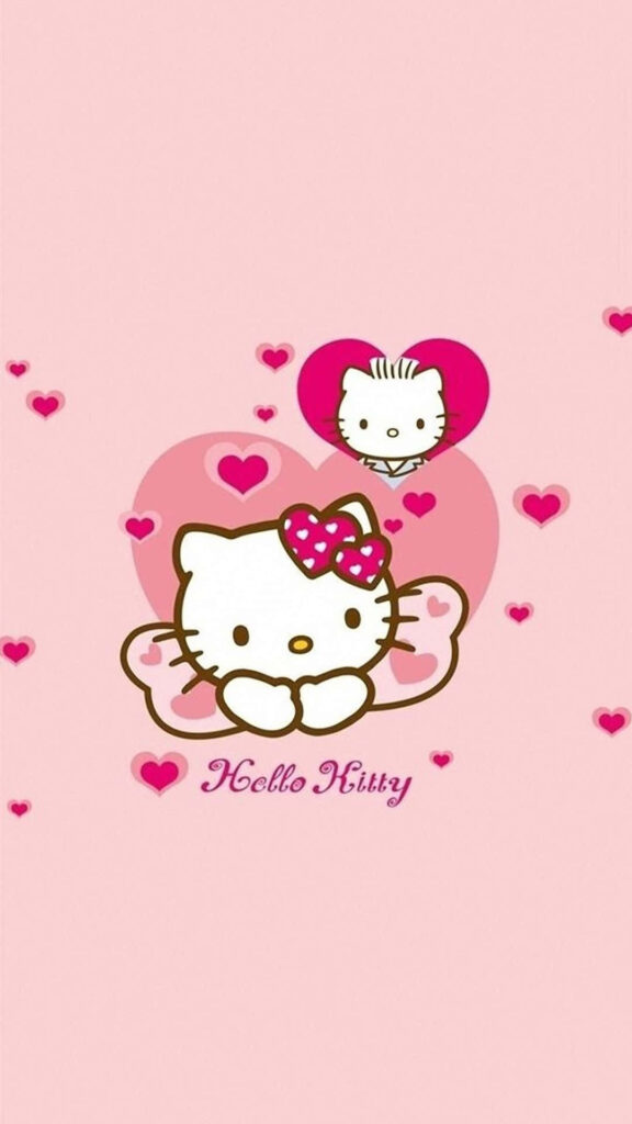 Cute Hello Kitty Wallpaper with Pink Background & Hearts