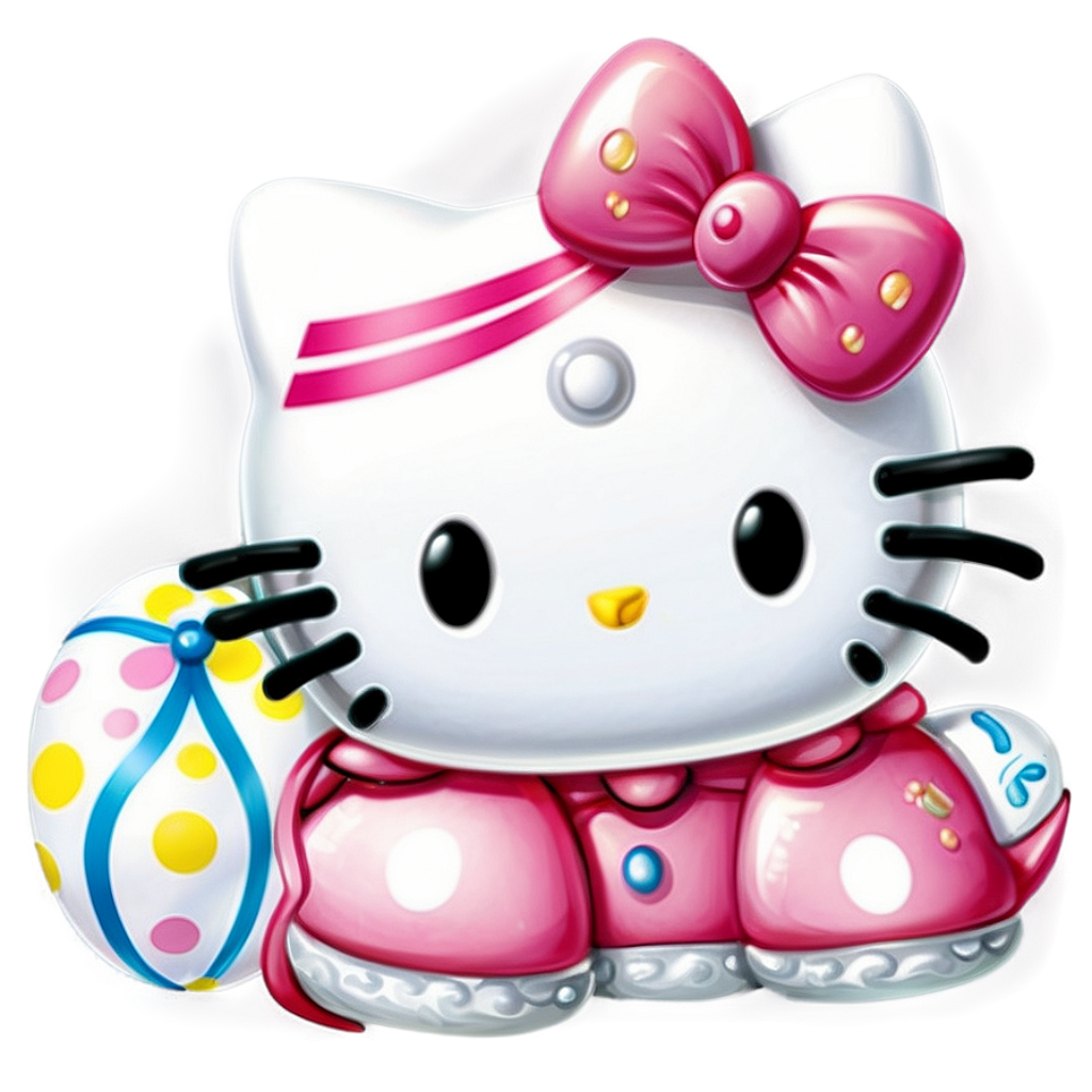 Festive Hello Kitty Wallpaper with Balloon and Colorful Background
