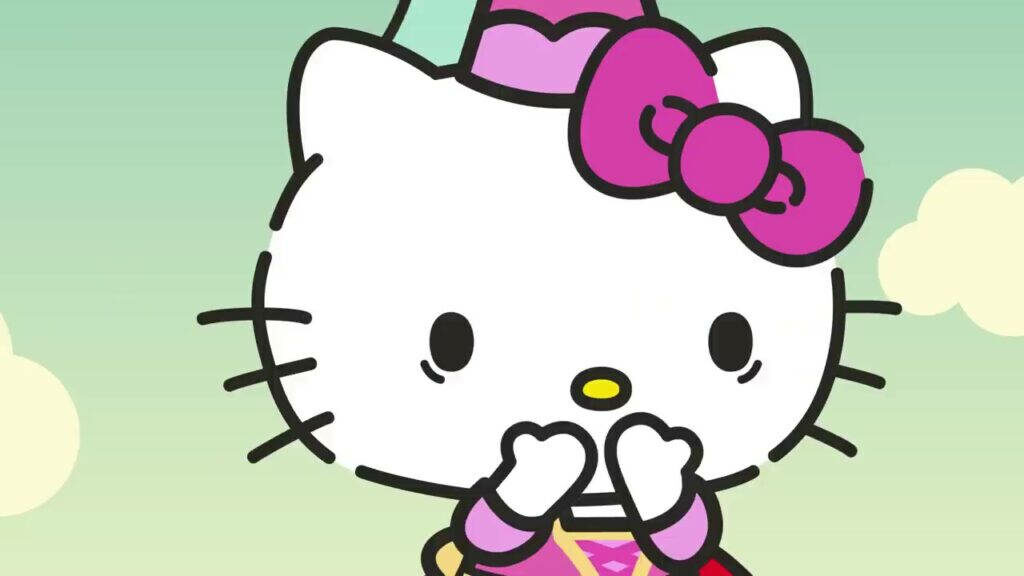 Adorable Hello Kitty Wallpaper with Pink Bow & Soft Pastel Background