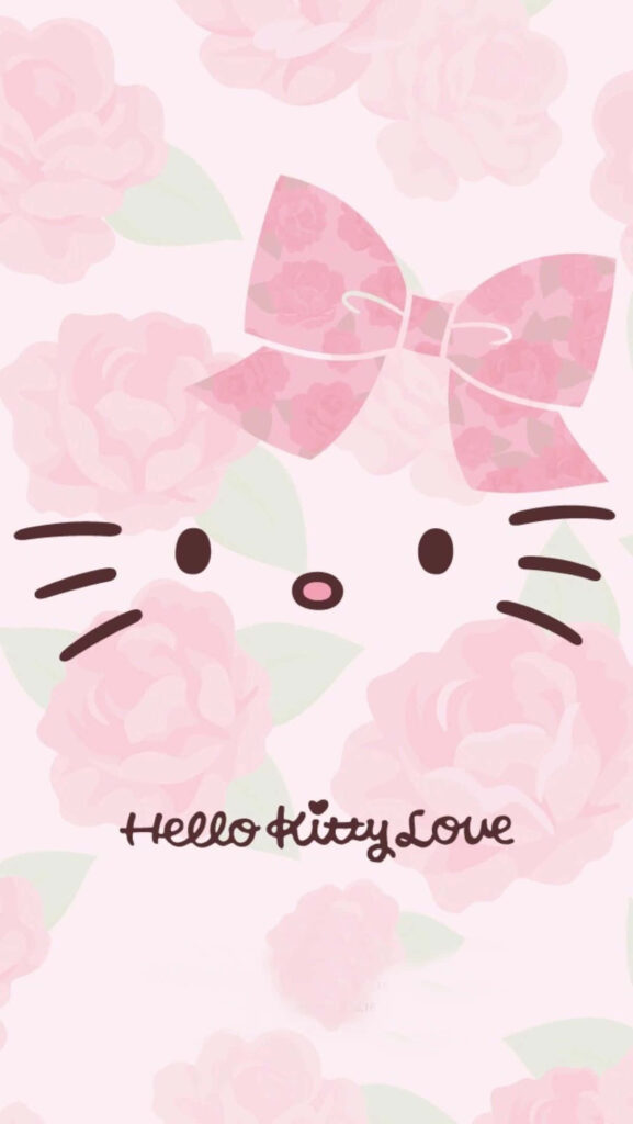 Charming Hello Kitty Wallpaper with Pink Floral Background