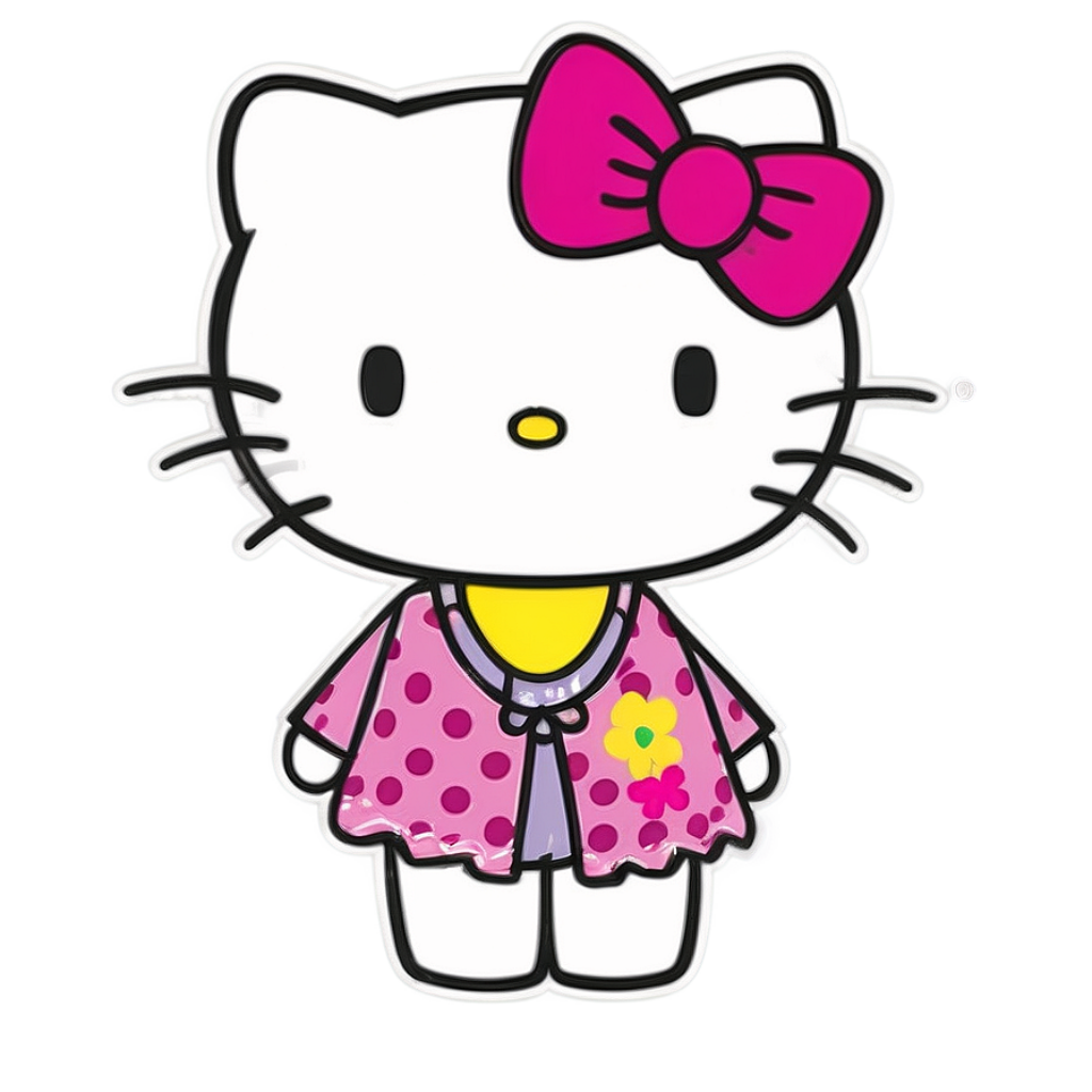 Adorable Hello Kitty Wallpaper with Pink Polka Dots & Gradient Background