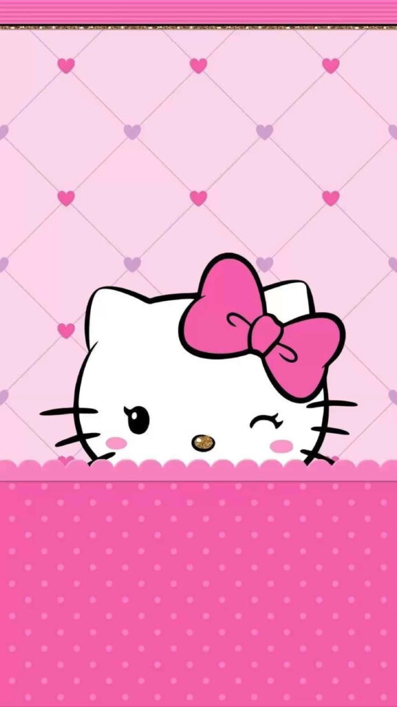 Charming Hello Kitty Pink Polka-Dot Wallpaper for Phones