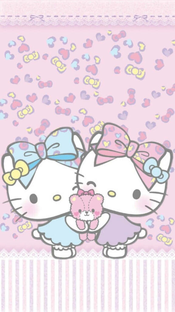 Adorable Hello Kitty Wallpaper: Pastel Bow Outfits & Pink Background