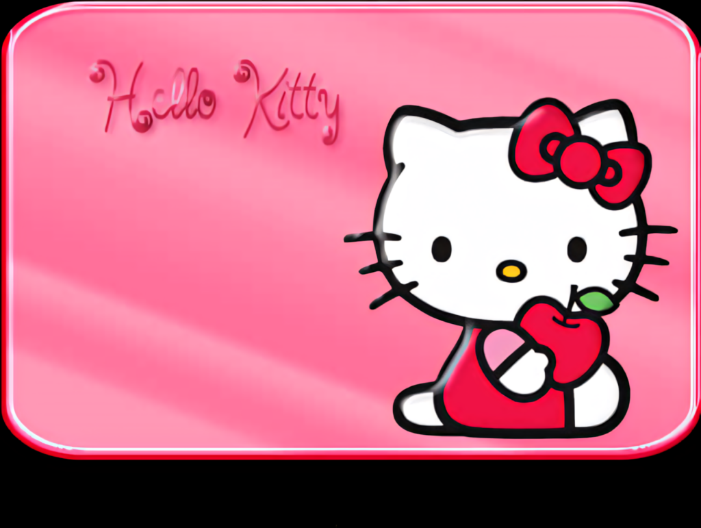 Adorable Hello Kitty Wallpaper: Cute Illustration with Red Apple