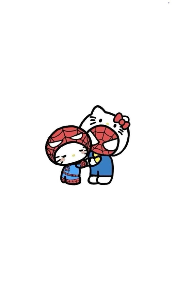 Hello Kitty as Spider-Man: Adorable Crossover Wallpaper Design