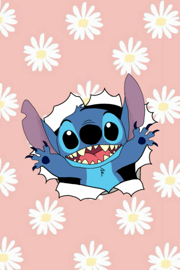 Precious Stitch Emerging from Blossoming Floral Wallpaper