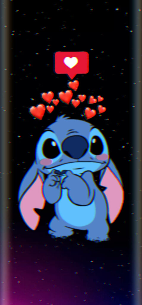 Adorable Lilo & Stitch Character Wallpaper with Hearts & Stars