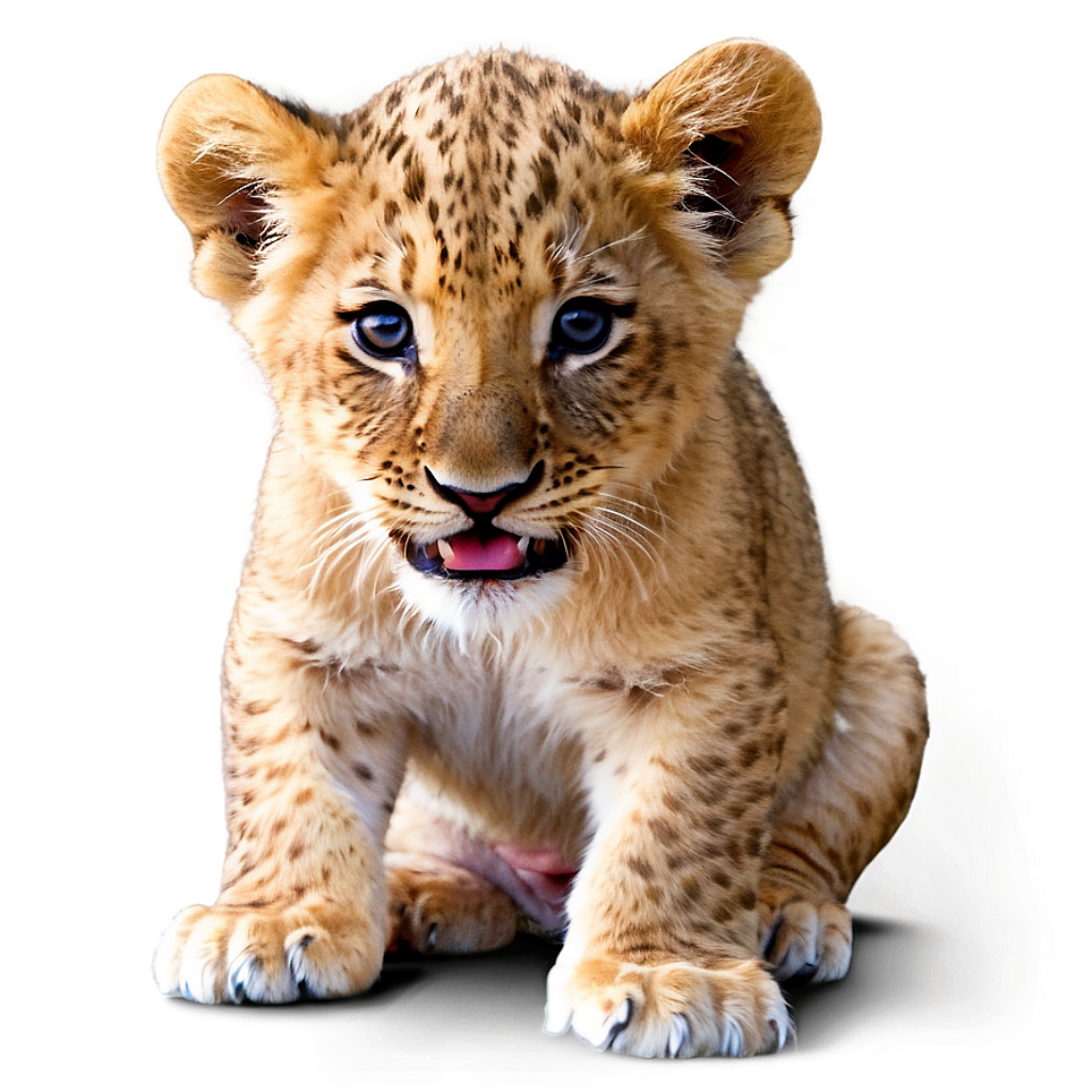Charming Lion Cub Wallpaper: Playful Eyes on Soft Background