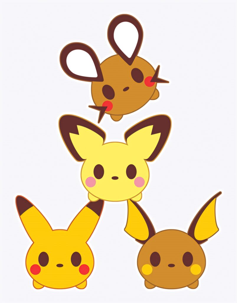Minimalist Pikachu iPhone Wallpaper: Cute Evolutionary Line Design