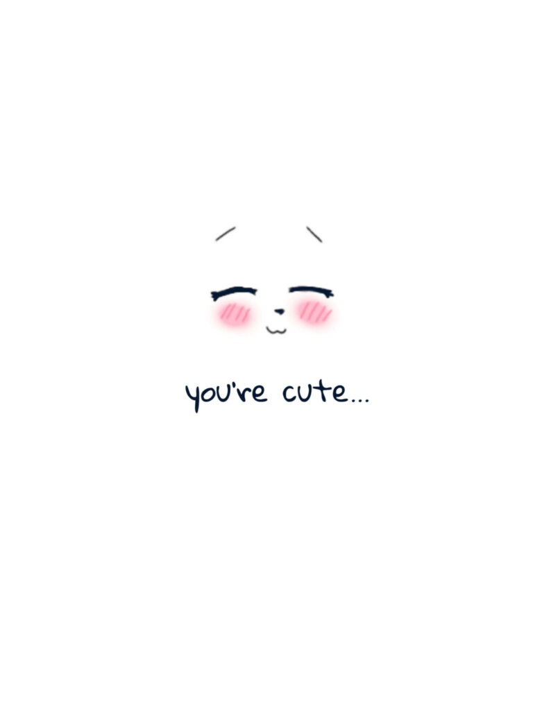 Adorable Minimalist Wallpaper: Cute Face & Charming Text Design