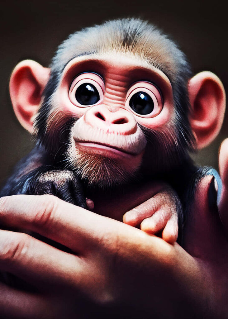 Heartwarming Monkey Wallpaper: Adorable Curiosity in Human Hands