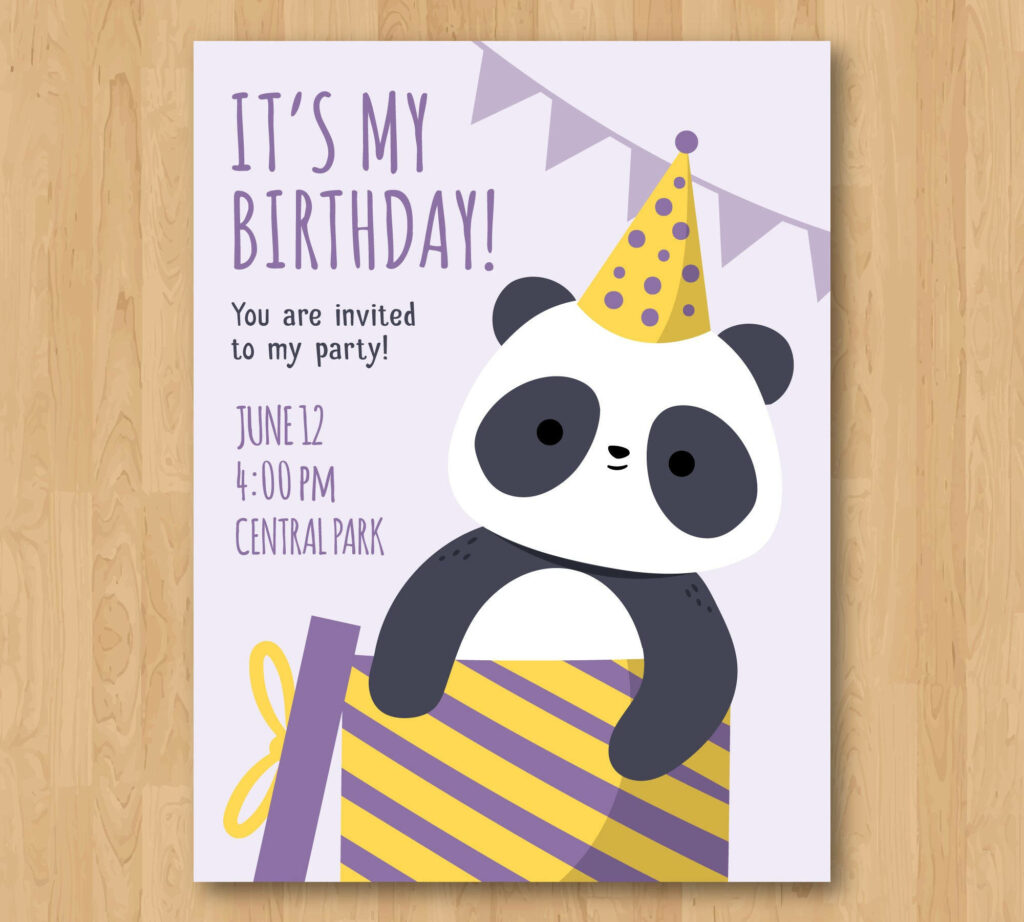 Charming Panda Birthday Invitation Wallpaper with Festive Design