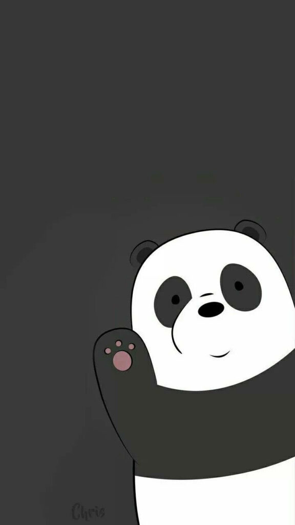 Adorable Cartoon Panda Wallpaper on Dark Grey Background