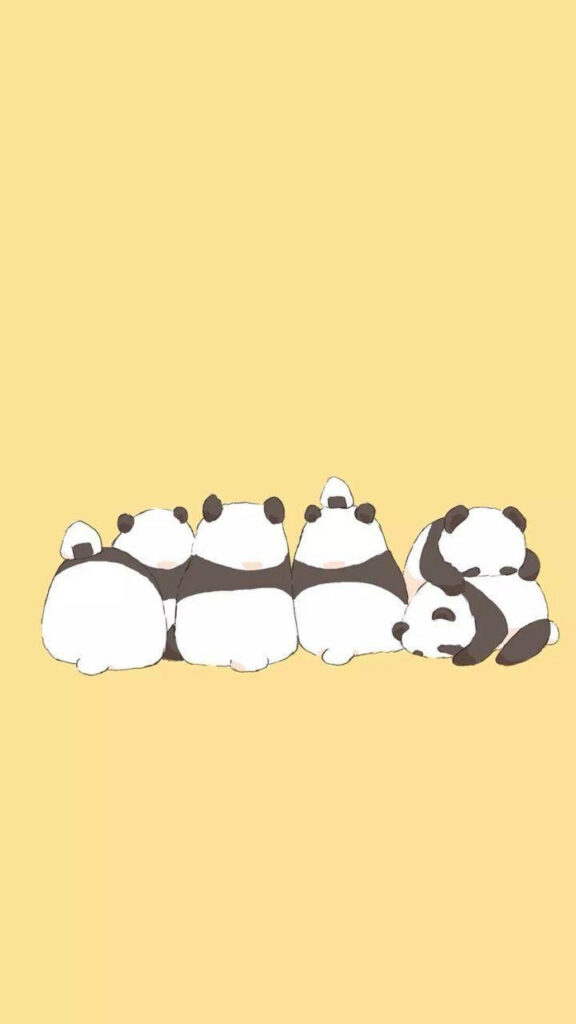 Adorable Panda Wallpaper: Minimalist Aesthetic on Yellow Background