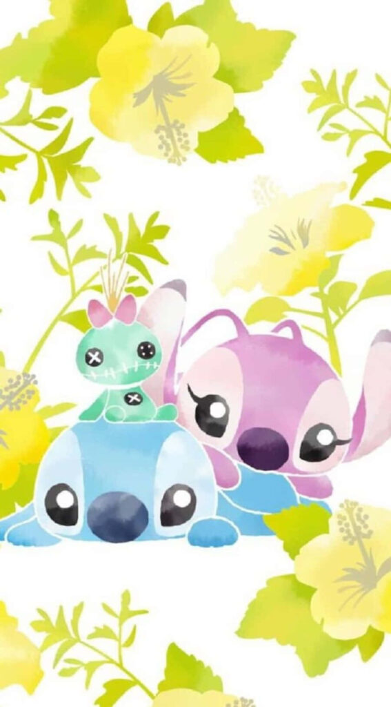 Pastel Cuddly Characters Amidst Vibrant Floral Background Wallpaper