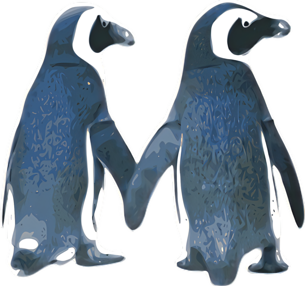 Charming Penguin Heart Wallpaper - Adorable Illustration Background