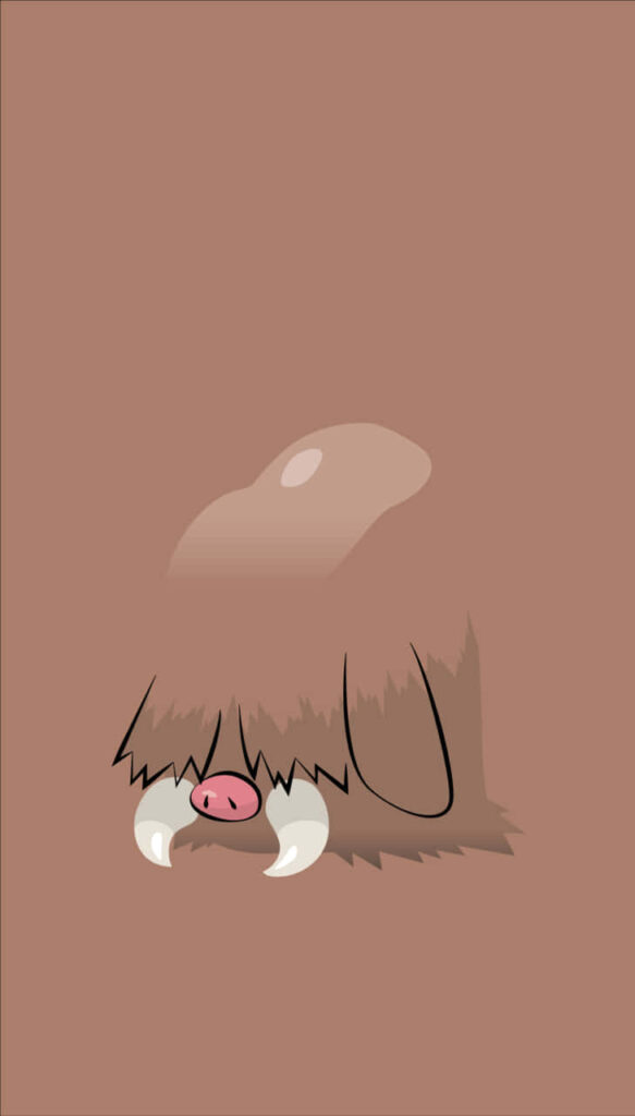 Minimalist Piloswine Wallpaper: Cute Cartoon Design on Brown Background