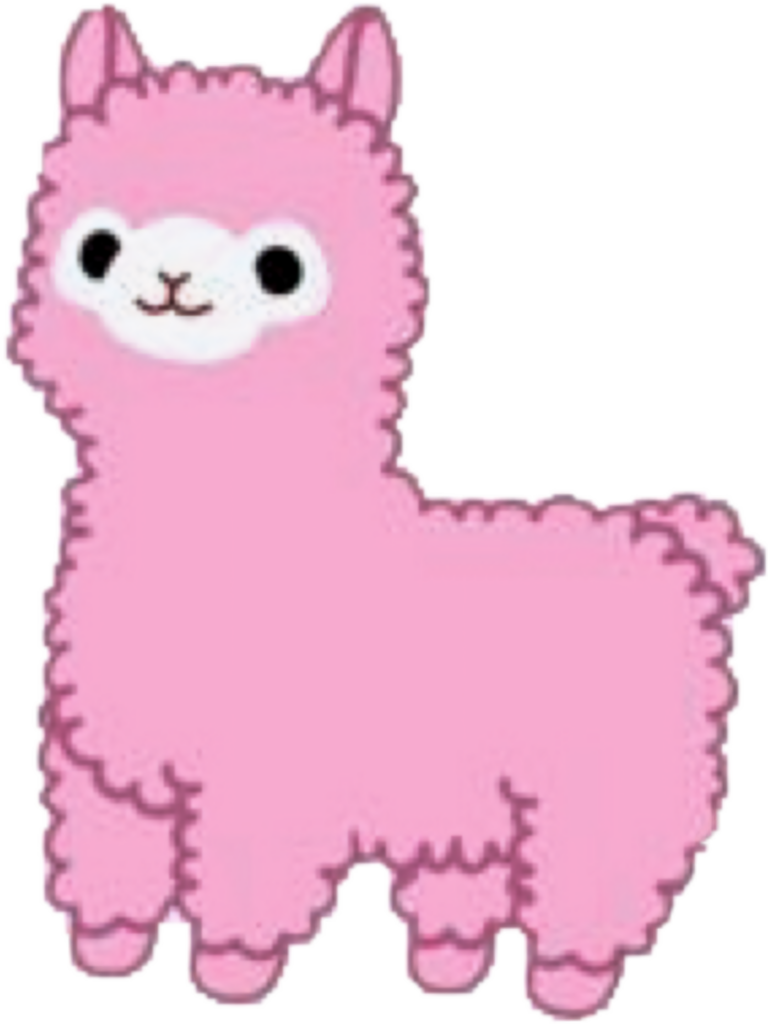 Adorable Pink Alpaca Cartoon Wallpaper - Vibrant and Fluffy Design