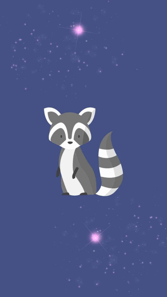 Adorable Raccoon iPhone Wallpaper - Whimsical Starry Background