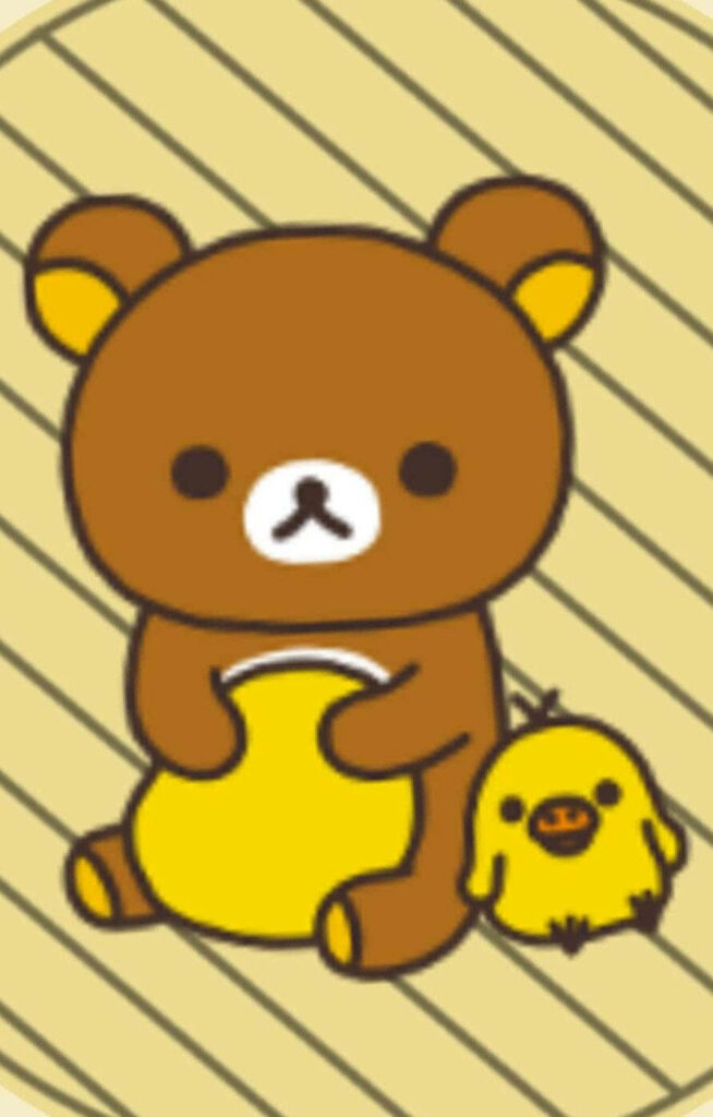 Playful Rilakkuma Wallpaper with Chick - Whimsical Background Design