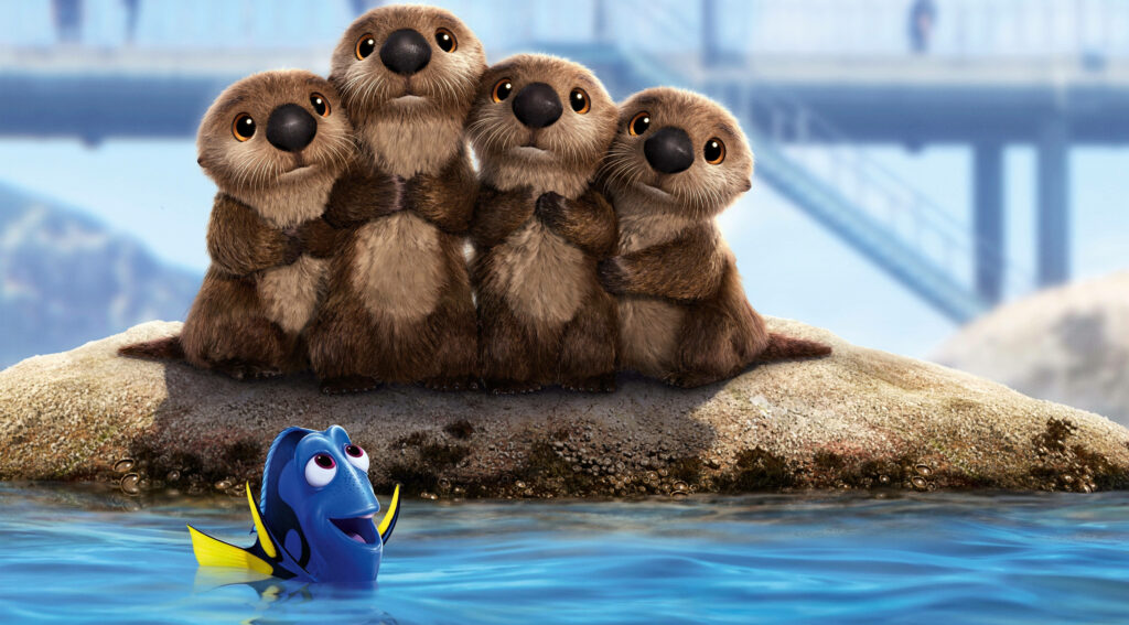 Adorable Sea Otters & Dory Wallpaper - Cute Ocean Scene Background